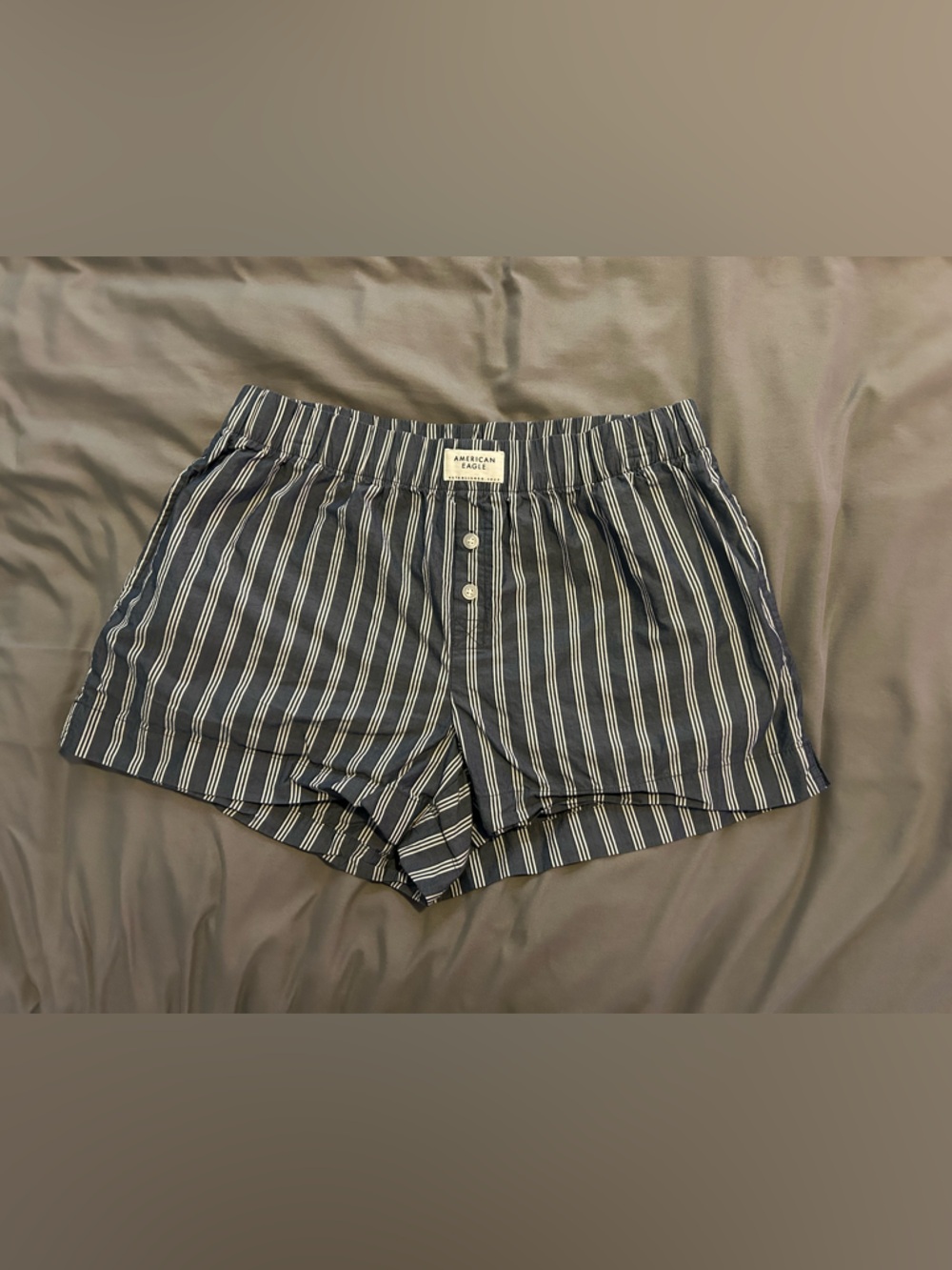 American Eagle Outfitters Blue and White Striped Boxer Style Shorts